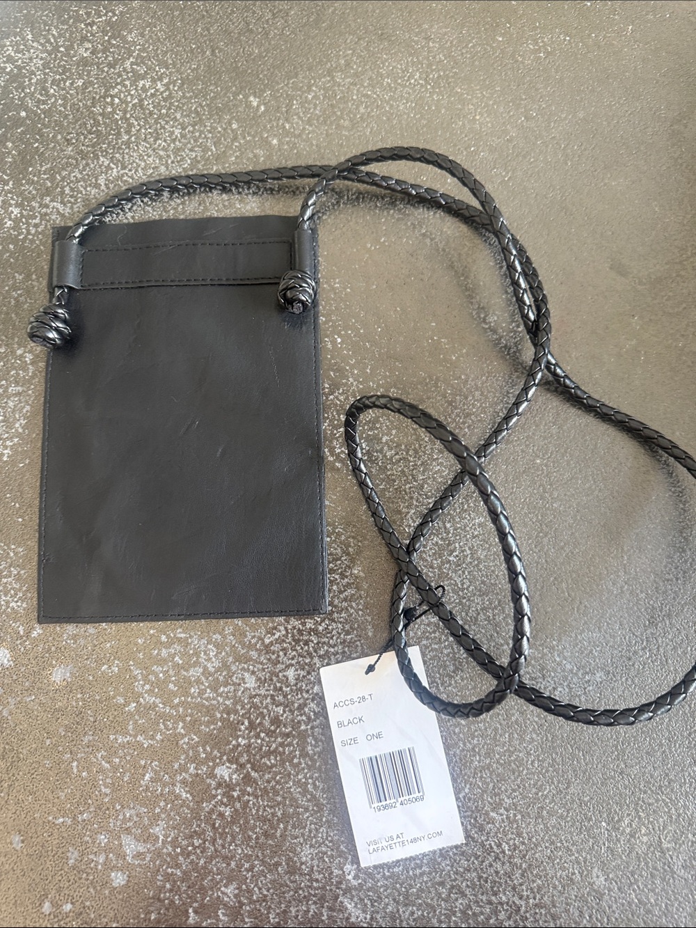 Lafayette 148 New York Black Leather Crossbody Pouch with Braided Strap